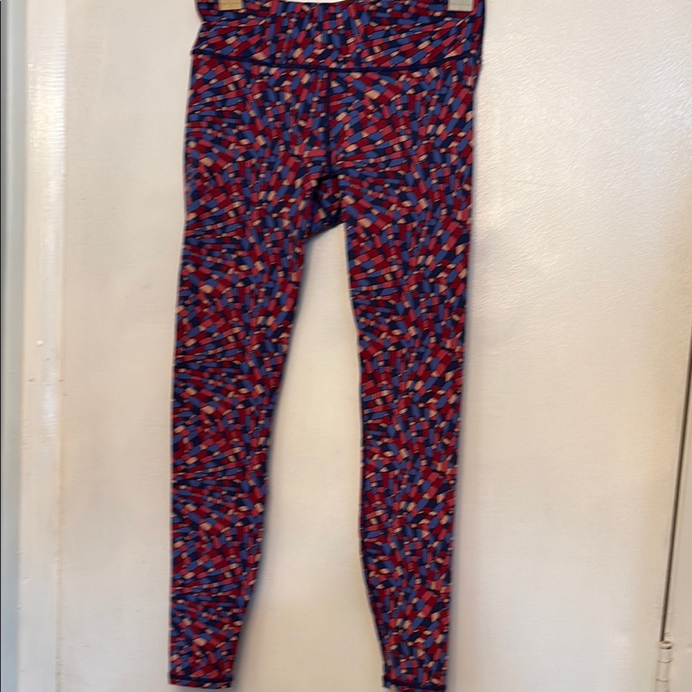 Fabletics Red And Blue Heart Pattern Leggings - image 1